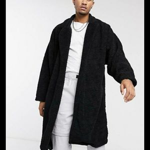 NWOT ASOS Black Oversized Teddy Borg Duster (XS)